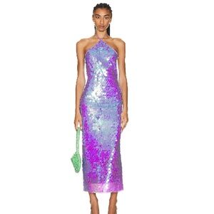 THE NEW ARRIVALS BY ILKYAZ OZEL Sequin Halter Maxi - Size 4